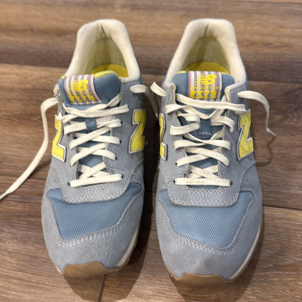 New Balance 696 Classic Sneaker Light Blue & Yellow W/Gum Sole Wl696hd